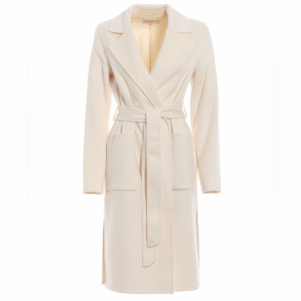 MICHAEL Michael Kors Cream Belted Long Coat